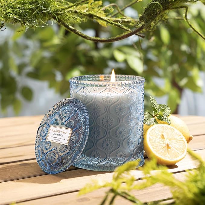 LA JOLIE MUSE Citrus Mint Candle – Yuzu, Mint & Tonka | 6 oz Natural Soy Wax | 40 Hours Clean Burn | Gift-Ready for Hosts | Fresh Citrus Candle | Elegant Home Décor - Bloomnest
