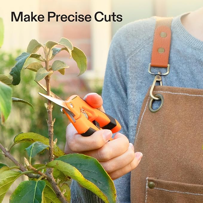 VIVOSUN 6.5 Inch Gardening Scissors Hand Pruner Pruning Shear with Straight Stainless Steel Blades Orange 1-Pack - Bloomnest