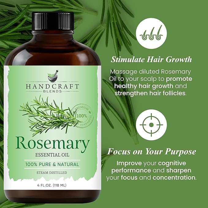 Handcraft Blends Rosemary Essential Oil – Huge 4 Fl Oz – 100% Pure and Natural – Premium Grade Essential Oil for Diffuser and Aromatherapy, Skin, Massage, Candle and Soap Making Fragrance - Bloomnest