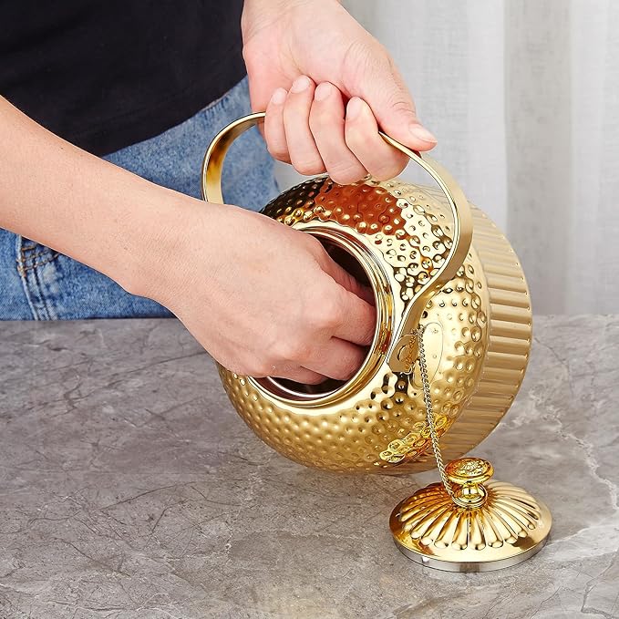 SANQIAHOME Antique 1.2L (40Oz) Stainless Steel Teapot with Infuser Gold - Bloomnest