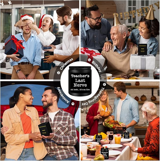 Homsolver Teacher Appreciation Gifts for Women Men, Christmas Birthday Valentines Retirement Thanksgiving Teachers' Day Graduation Season, Teacher’s Last Nerve Scented Candles