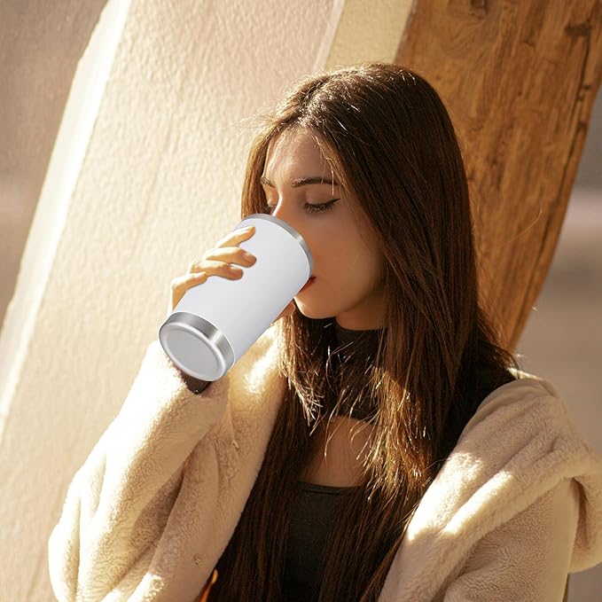 20 oz Tumbler with lid Double Wall Vacuum Insulated Tumblers Stainless Steel Coffee Mug Travel Coffee Tumbler Powder Coated Tumbler Cup Keep Hot&Cold - (White 12 Pack)