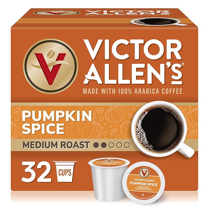Victor Allen's Coffee Pumpkin Spice Flavored, Medium Roast, 32 Count, Single Serve Coffee Pods for Keurig K-Cup Brewers - Bloomnest