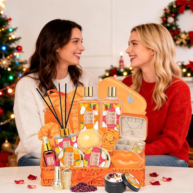 Valentines Day Gifts for Women Gift- 23-Piece Bath & Body Gift Basket Set for Women, Bath Gift Set, Spa Gift Baskets | Mothers Day Gifts for Mom, Christmas, Birthday Gift, All Occasion Present for Her