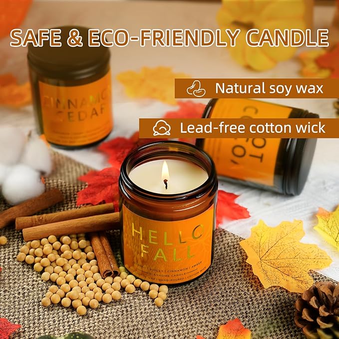 Fall Scented Candles Apple Cider 7oz – Fresh Apple Candle with Warm Cinnamon & Spiced Cider Soy Wax Candle for Cozy Autumn Home Décor, Perfect Fall Gift for Apple Lovers, 50 Hour Long Burn - Bloomnest