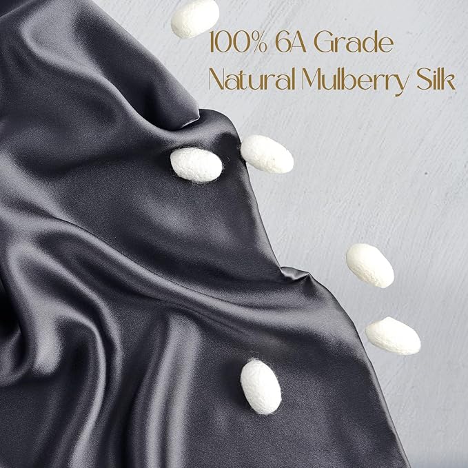 ZIMASILK 100% Pure Mulberry Silk Pillowcase for Hair and Skin Health,Soft and Smooth,Both Sides Premium Grade 6A Silk,600 Thread Count,with Hidden Zipper,1pc (Queen 20''x30'',Dark Gray) - Bloomnest