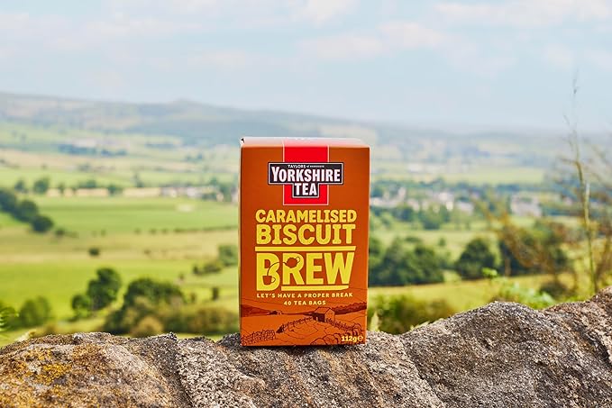 Yorkshire Tea Caramelised Biscuit Brew, Pillow Tea Bags, 40 Count (Pack of 1), Caffeinated, Enjoy Hot or Iced, 40 Teabags - Bloomnest