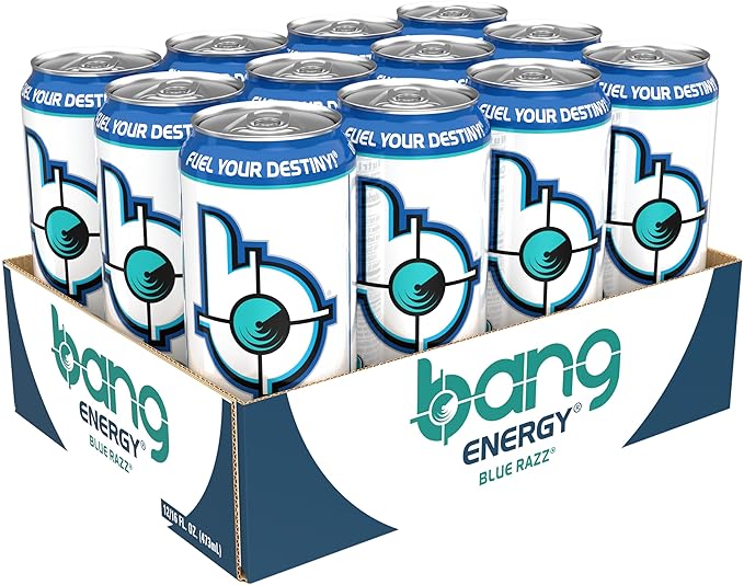 Bang Energy Blue Razz, Sugar-Free Energy Drink, 16-Ounce (Pack of 12) - Bloomnest