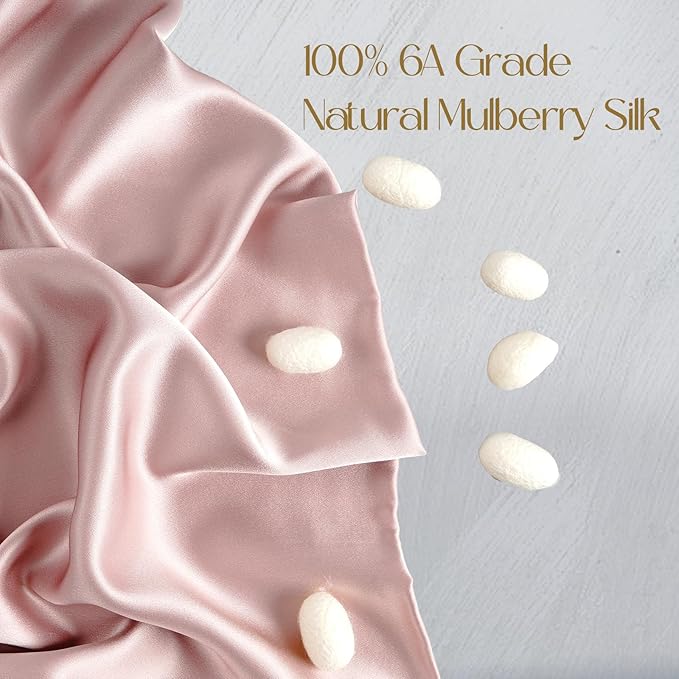 ZIMASILK 100% Pure Mulberry Silk Pillowcase for Hair and Skin Health,Soft and Smooth,Both Sides Premium Grade 6A Silk,600 Thread Count,with Hidden Zipper,1pc (Queen 20''x30'',Pale Pink) - Bloomnest