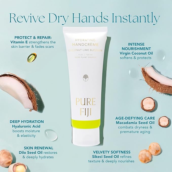 PURE FIJI Hydrating Hand Crème, Coconut Lime Blossom (4 oz/120ml) - Bloomnest