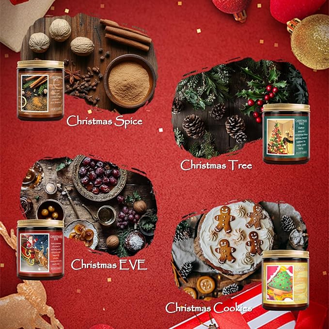 Christmas Candle | Christmas Cookies Candle Scents of Merry Cookie Dough Sugar Cookies for Santa Holiday, Christmas Scented Candles for Home - 7 oz Aromatherapy Jar Candles, Gift for Women and Men - Bloomnest