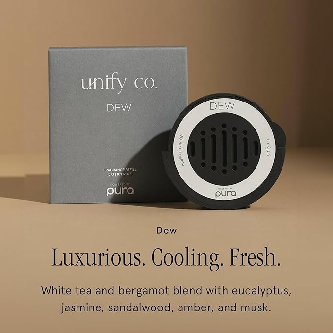 Pura & Unify Co. Car Scent Refill - Fragrance for Pura Car Diffuser - Clean & Safe Luxury Diffuser Scent - Long-Lasting Fragrance for 30 Days of Aroma - Spring & Summer Household Essential - Dew - Bloomnest