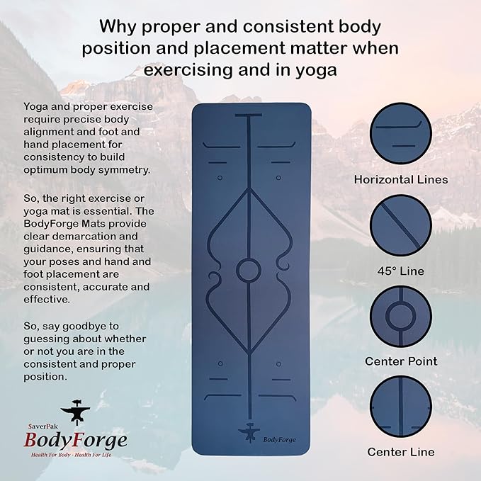 BodyForge Yoga Mat Thick Exercise Mat Thick 8mm TPE Eco-Friendly with Alignment Marks Non-Slip Extra Thick High-Density for Women and Men Workout Pilates - Bloomnest