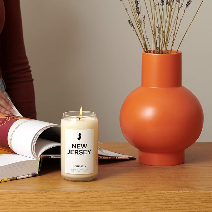 Homesick Scented Candles for Home (New Jersey) - 13.75 oz Long-Lasting Soy Wax Jar Candle for Women & Men for All Occasions, 60-80 Hours Burn Time - Notes of Candy Apple & Cranberry - Bloomnest