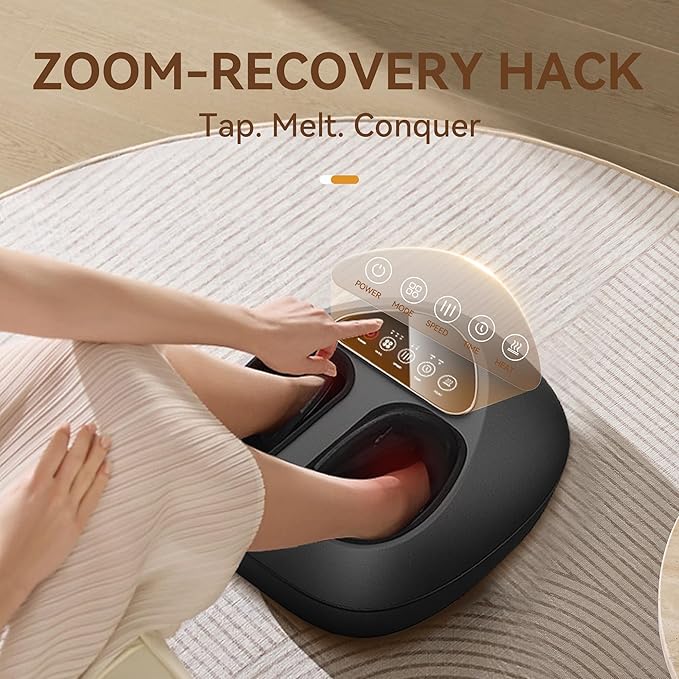 Shiatsu Foot Massager Machine - Toasty Toes Heaven! Heat Surge Technology for Couch Potatoes & Workaholics, Deep Kneading Therapy, Ergonomic Contoured Design - Bloomnest