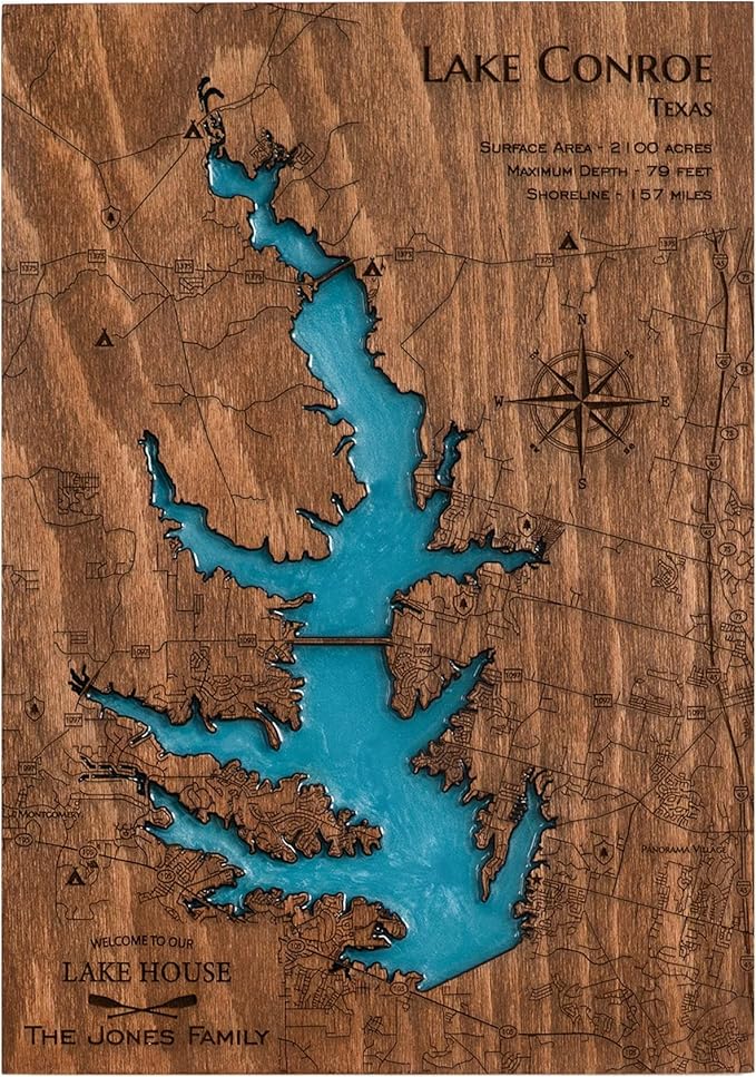 MurWoodHome Personalized Wooden Lake Map Wall Decor with Epoxy Resin, Handcrafted Lake House Decor, River or Coastline, Lake House Gifts, Housewarming Gifts for Map Lovers, Wood wall art, Nautical map wall decor - Bloomnest