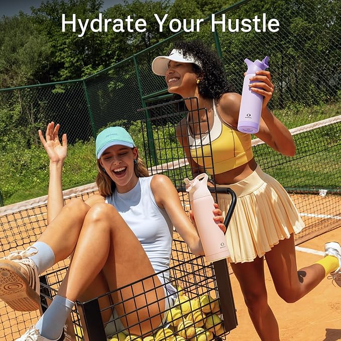 Insulated Water Bottle with Straw - Encool Stainless Steel Water Bottle, Reusable Leakproof and BPA-Free for Sports, Travel, Cold for 24 Hours, 24 oz, Mint Green ENCOOL