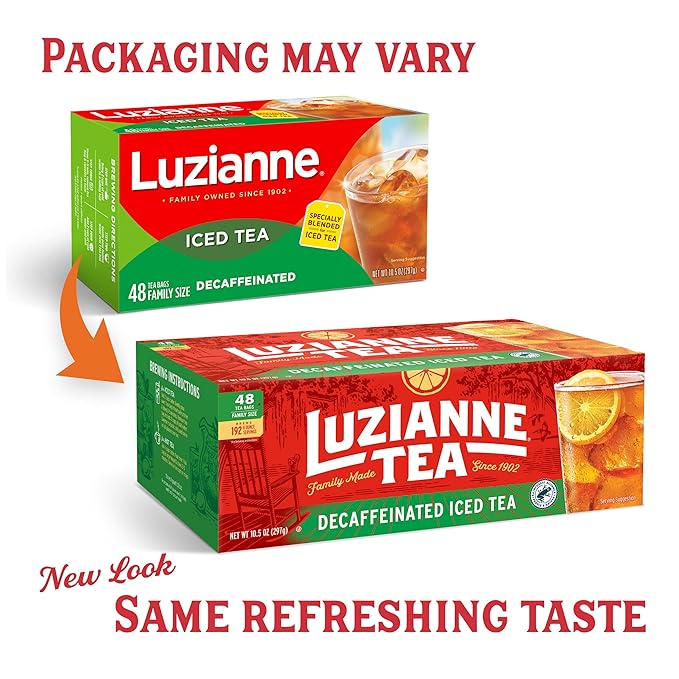 Luzianne Decaffeinated Iced Tea Bags, Family Size, 48ct Box (Pack of 6) - Bloomnest