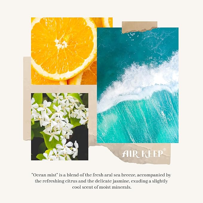 Airkeep Flower Reed Diffusers Set, 5.07 oz Ocean Mist Scented Oil Diffuser with 8 Reed Sticks, Home Fragrance Diffuser Gift Set for Bathroom & Office Decor 150ml - Bloomnest