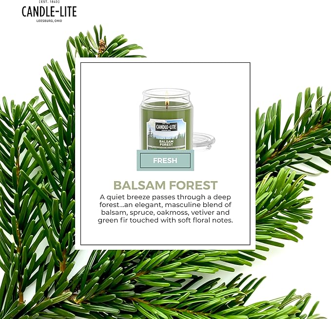 Candle-lite Fall Scented Candles, Balsam Forest Fragrance, 18 oz Jar, Proudly Poured in USA, Aromatherapy Candle, Single-Wick with 110 Hours of Burn Time, Perfect for Creating a Refreshing Ambiance - Bloomnest
