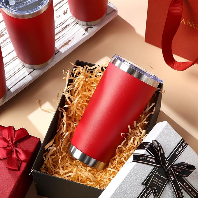 Sieral 36 Packs Stainless Steel Tumbler Bulk with Lid Vacuum Double Wall Insulated Travel Coffee Mug Powder Coated Tumbler Cup for Graduation Wedding Christmas Birthday Party(Red, 20 oz) - Bloomnest