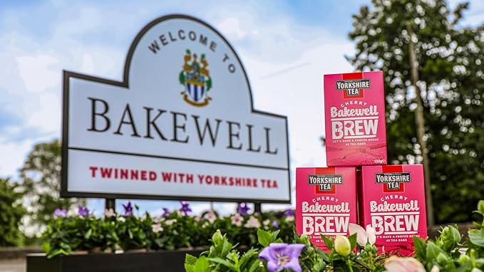 Yorkshire Tea Cherry Bakewell Brew, Pillow Tea Bags, 40 Count (Pack of 1), Caffeinated, Enjoy Hot or Iced, 40 Teabags - Bloomnest