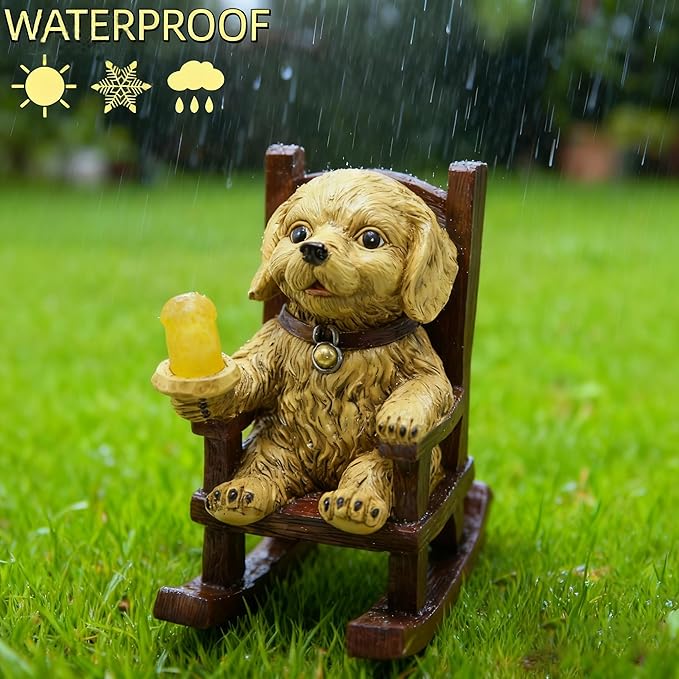 Outdoor Dog Statues Solar Garden Decor : Dog Figurine with Candle Lamp Decor,Unique Garden Art for Porch Patio Balcony Yard Lawn Ornaments - Birthday Christmas Housewarming Gifts for Grandma Mom Women - Bloomnest
