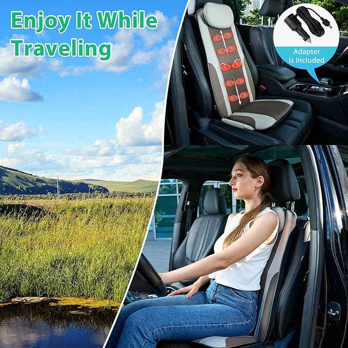Shiatsu Back Massager with Heat, Massage Chair Pad with Deep Tissue Kneading, Seat Massager for Back Pain Relief, Vibration Cushion with Smart Timer, Home Office Travel Use, Gift for Men Women Mom Dad - Bloomnest