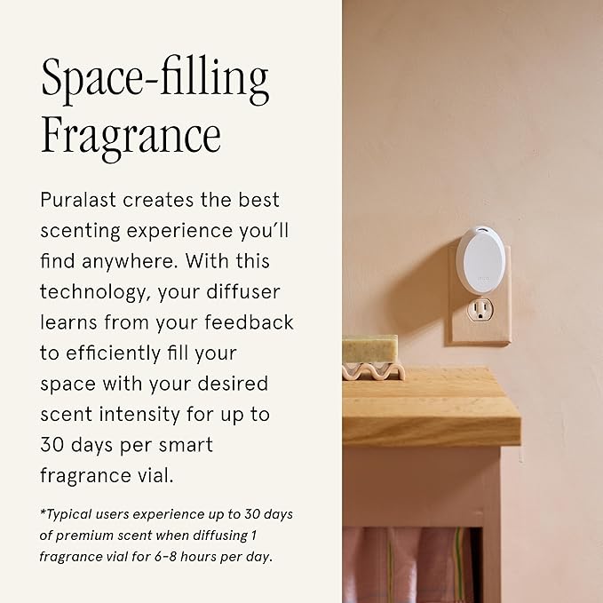 Pura Mini Smart Fragrance Diffuser for Small Spaces Adjustable Smart Home Device with LED Light & Automatic Vial Detection - Includes 1 Scent Refill; Lemon - Bloomnest