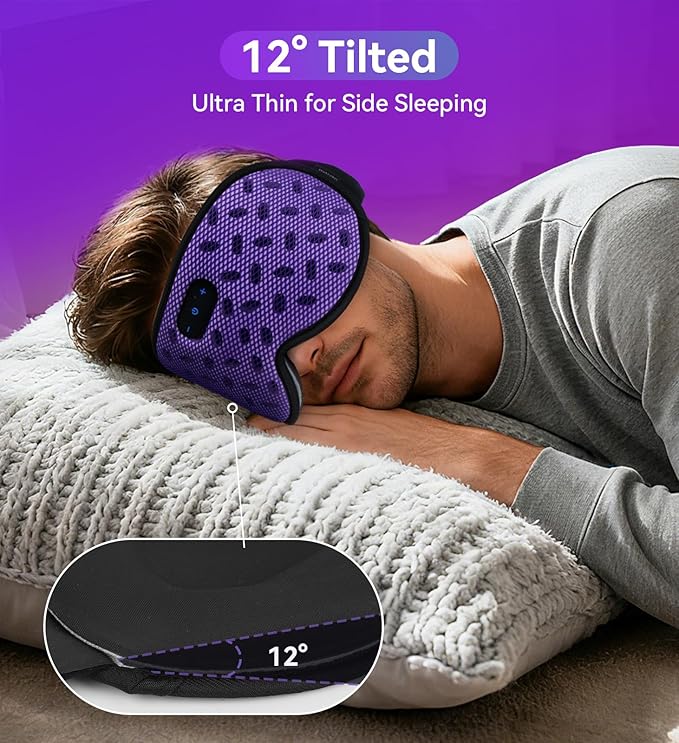 Sleep Eye Mask Bluetooth Headphones - 3D Contoured Zero Pressure Sleeping Masks 100% Blackout Eye Cover Breathable Sleeping Mask for Side Sleepers Wireless Earphone Ear Muff Headband Women Men Gift - Bloomnest