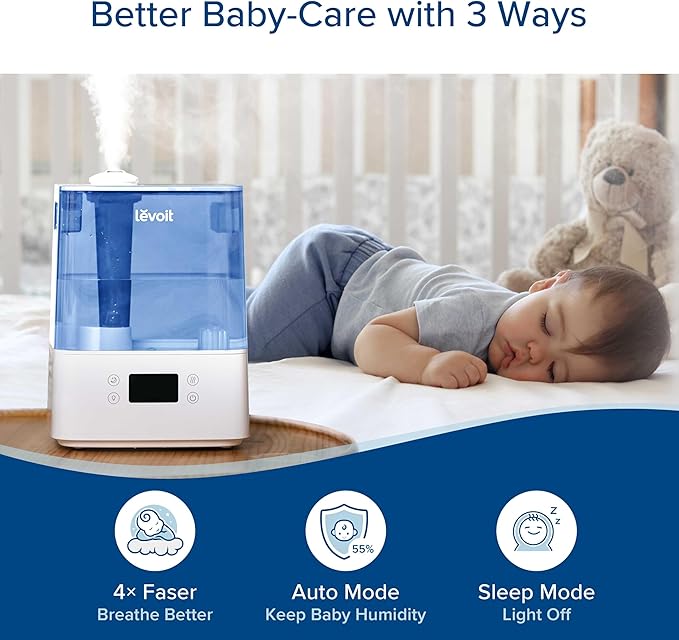 LEVOIT Classic300S Ultrasonic Smart Top Fill Humidifier, Extra Large 6L Tank for Whole Family, APP & Voice Control, Essential Oil Diffuser, Humidity Setting with Sensor, Quiet Sleep Mode, Night Light - Bloomnest
