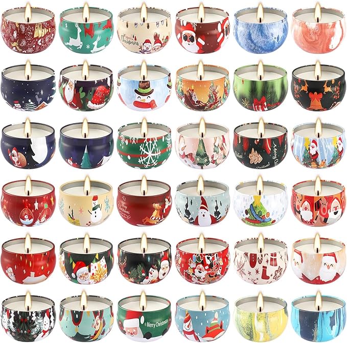 36 Pack Christmas Scented Candles Set for Home, Relaxing Stress Relief, Aromatherapy - Natural Soy Wax and Fragrance - Gifts for Women, Mom, Best Friend, Wife, Birthday - Bloomnest