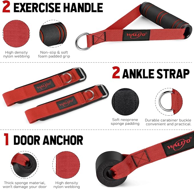WALITO Resistance Bands Set - Exercise Bands with Handles, Door Anchor, Legs Ankle Straps, for Heavy Resistance Training, Physical Therapy, Muscle Training, Yoga, Home Workouts, Gym - Bloomnest