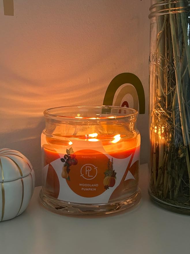 PartyLite Woodland Pumpkin 3-Wick Jar Candle – Autumn Spice & Cinnamon Scent, 25-45 Hours Burn Time, Clean-Burning, Harvest-Inspired Fragrance - Bloomnest