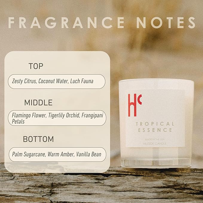 Tropical Essence Single Wick Soy Candles, Luxury Scented Candles for Home - Up to 60 Hour Burn Time, Cruelty-Free Soy Wax Blend - Floral Fragrance, Notes of Coconut & Citrus (9 oz) - Bloomnest