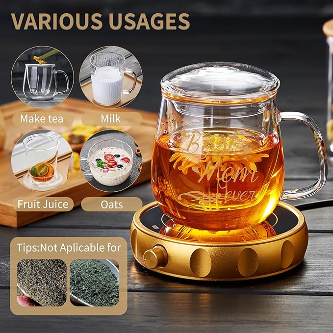 Glass Tea Cup 17.6oz, “Best Mom Ever” Mothers Day Cup with Gift Box, Gifts Mug for Mom, Glass Mug Teacup, Tea Cups for Mom Birthday, Perfect for Grandma & Daughter - Bloomnest