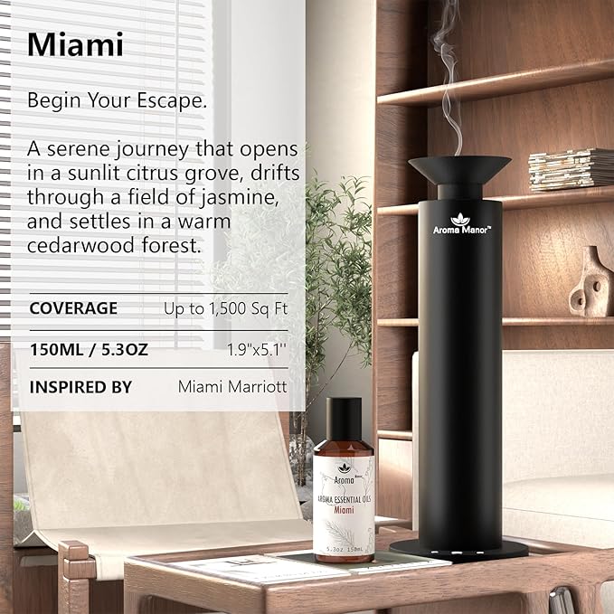 Diffuser Oils Scents - Miami Essential Oil Blend - Luxury Hotel Inspired Home Aromatherapy Diffuser Oil - Pear, Lily of The Valley - for Diffuser, Humidifier, Ultrasonic, Reed - 150ML - Bloomnest