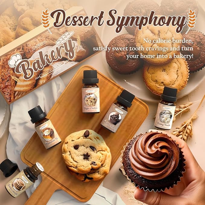 SALUBRITO Bakery Fragrance Oils Set, Premium Essential Oils Set for Candle, Soap Making, Diffuser - Pumpkin Pie, Chocolate Cupcake, Snickerdoodle, Gingerbread, Creamy Vanilla, Sugar Cookies - Bloomnest