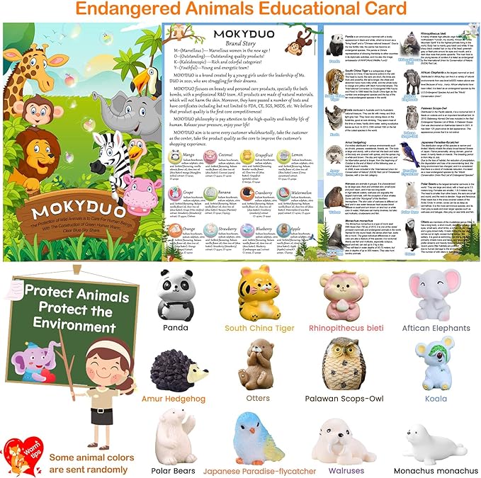 Bath Bombs for Kids with Surprise Inside,12-Pack Natural Organic Kids Bath Bombs with Endangered Animals Toys, Fun & Educational Gift, Ideal Birthday,Christmas,Children's Day Gifts kit - Bloomnest