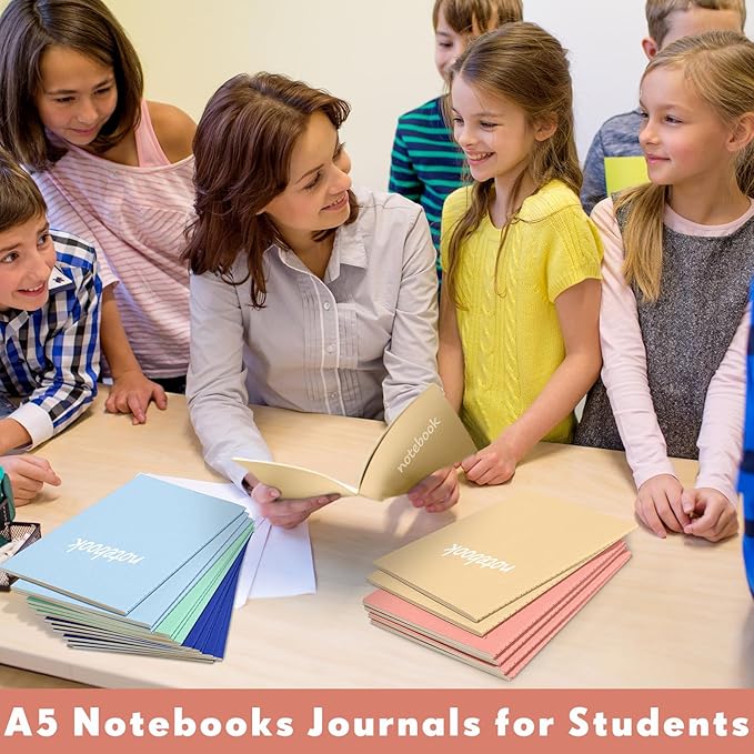Mimorou 100 Pcs Journals Notebooks Bulk - Kraft Softcover A5 Small Notebooks 5.5 Inch x 8.3 Inch Notepads with 60 Page 30 Sheet for Writing Sketch Travel Office Supplies(Bright Color,Lined) - Bloomnest