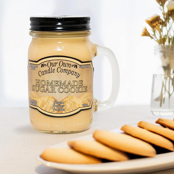 Our Own Candle Company Homemade Sugar Cookie Scented Mason Jar Candle, 100 Hour Burn Time, Made in The USA - 13 Ounces - Bloomnest