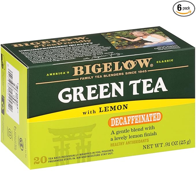 Bigelow Tea Decaffeinated Green Tea with Lemon, Decaf Tea with Green Tea and Lemon, 20 Count Box (Pack of 6), 120 Total Tea Bags - Bloomnest