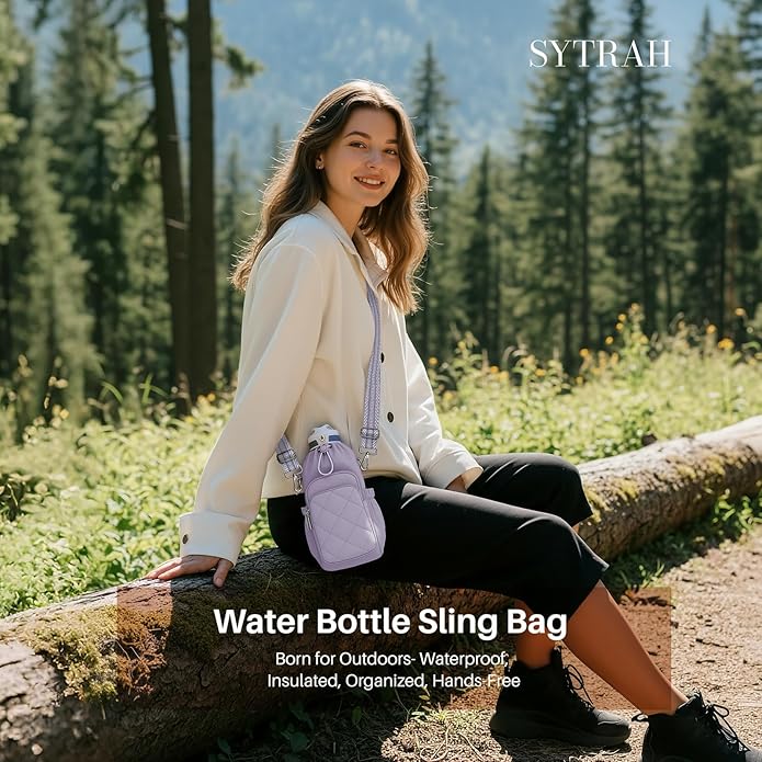 Water Bottle Bag Crossbody，Insulated Water Bottle Purse Crossbody Water Bottle Holder with Strap 40 oz SYTRAH