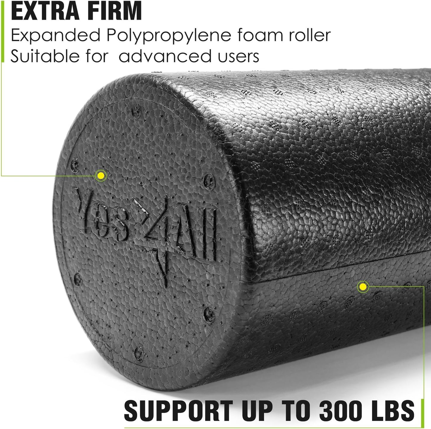 Yes4All High-Density EPP Round Back Roller Foam, Exercise Foam Roller for Yoga, Pilates & Stretching - 12, 18, 24, 36 inch