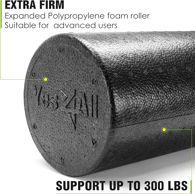 Yes4All High-Density EPP Round Back Roller Foam, Exercise Foam Roller for Yoga, Pilates & Stretching - 12, 18, 24, 36 inch - Bloomnest
