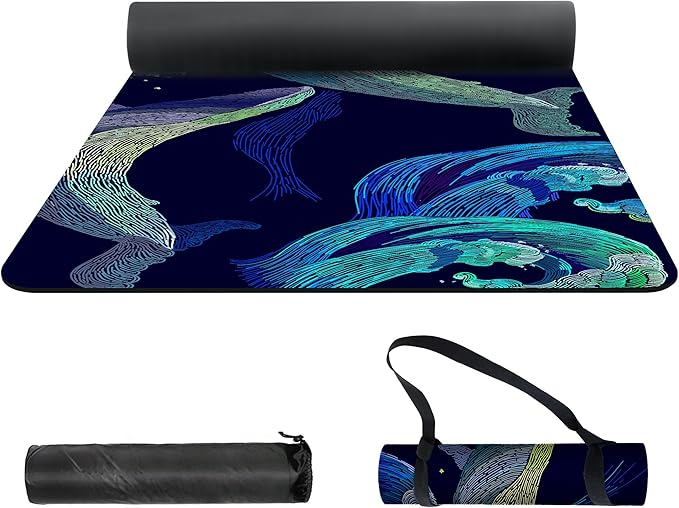 nuveti Yoga Mat Print Extra Thick TPE Non Slip Fitness Exercise Mat with Carrying Bag,72"x24" Extra Thick 6MM Exercise & Workout Mat for Yoga, Pilates Fitness and Floor Exercises - Bloomnest