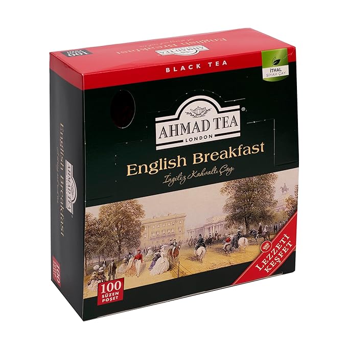 Ahmad Tea Black Tea, English Breakfast Teabags individually wrapped in foil, 100 ct - Caffeinated & Sugar-Free - Bloomnest