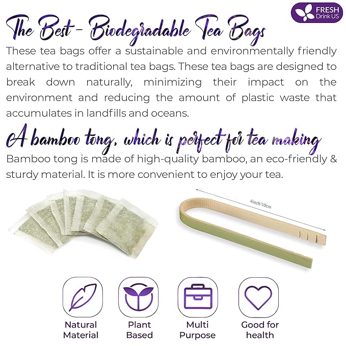 FreshDrinkUS, Premium 55 Tea Bags Lavender Mint Tea, 100% Natural, Blend of Lavender, Peppermint, Sage and Licorice. Made with Natural Material Tea Bags. No Sugar, No Caffeine, Vegan. - Bloomnest
