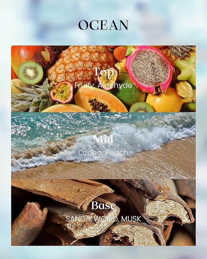 M&SENSE Ocean Scented Candles,Vegan Soy Candles,8.1oz 42-Hour Slow Burning Time,No Toxin Subtle Scented Home Fragrance for Summer Bathtub Aromatherapy Calming,Gifts for Women & Men - Bloomnest