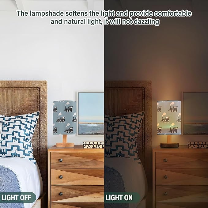 Toy Steam Train LED Table Lamp with USB Port Night Light Bedroom Lamps for Nightstand Living Room Dorm Home Office Desk - Bloomnest